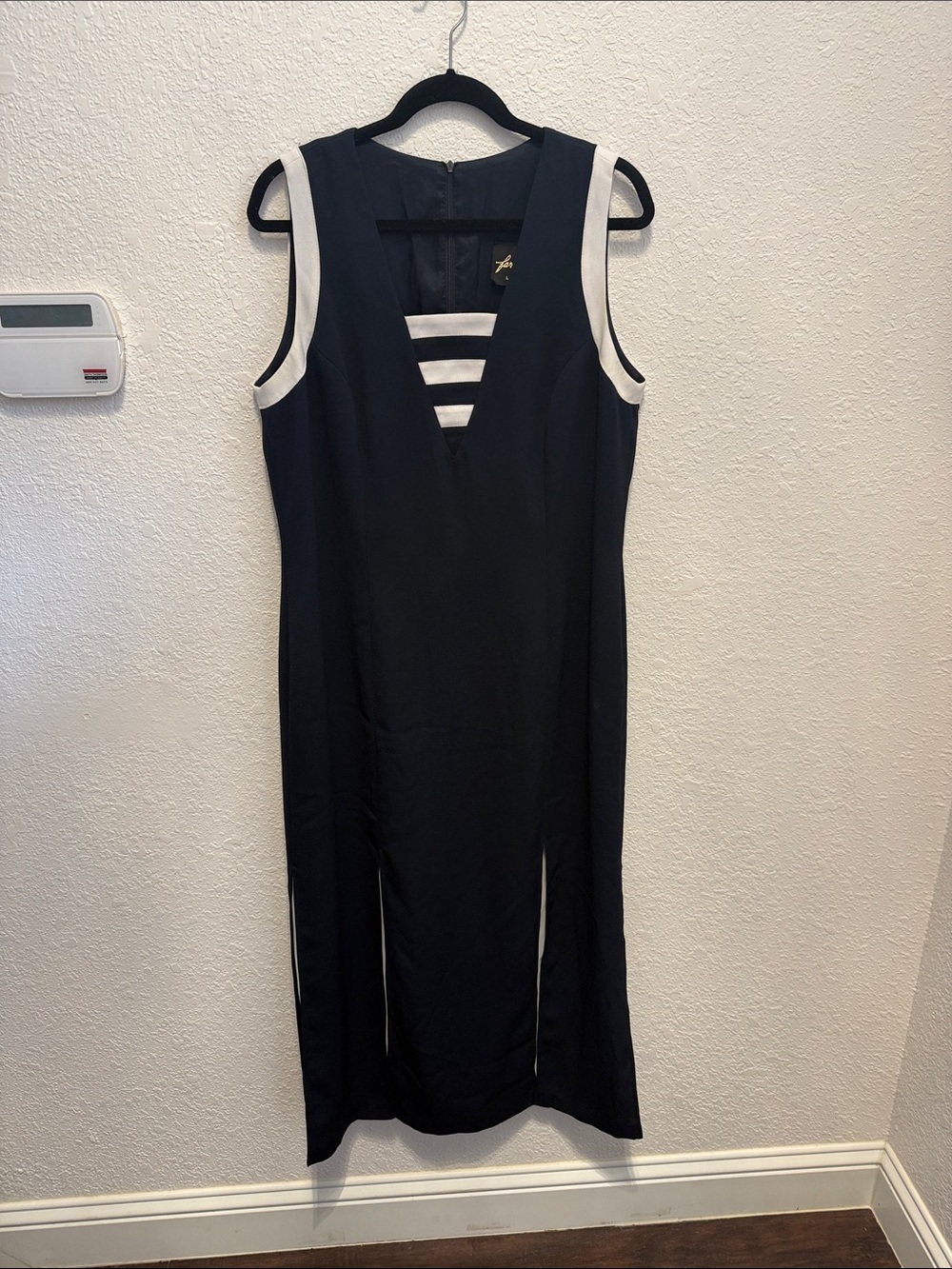 FA Navy Blue Midi Dress with White Strap Detail